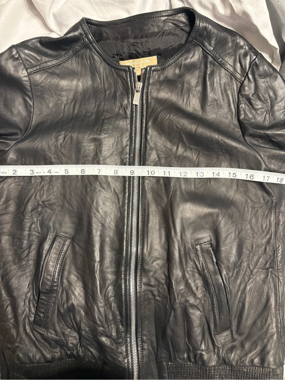 Michael Kors Collection Black Leather Bomber Jacket Made In Italy Luxury Sz 8